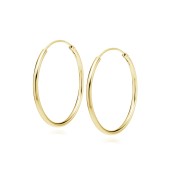 Cercei rotunzi argint Ø25 mm x 1,5 mm Creole placati cu aur galben DiAmanti KSZ1525EG-DIA